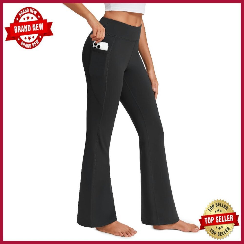 Fleece Lined Bootcut Yoga Pants High Waisted with Pockets